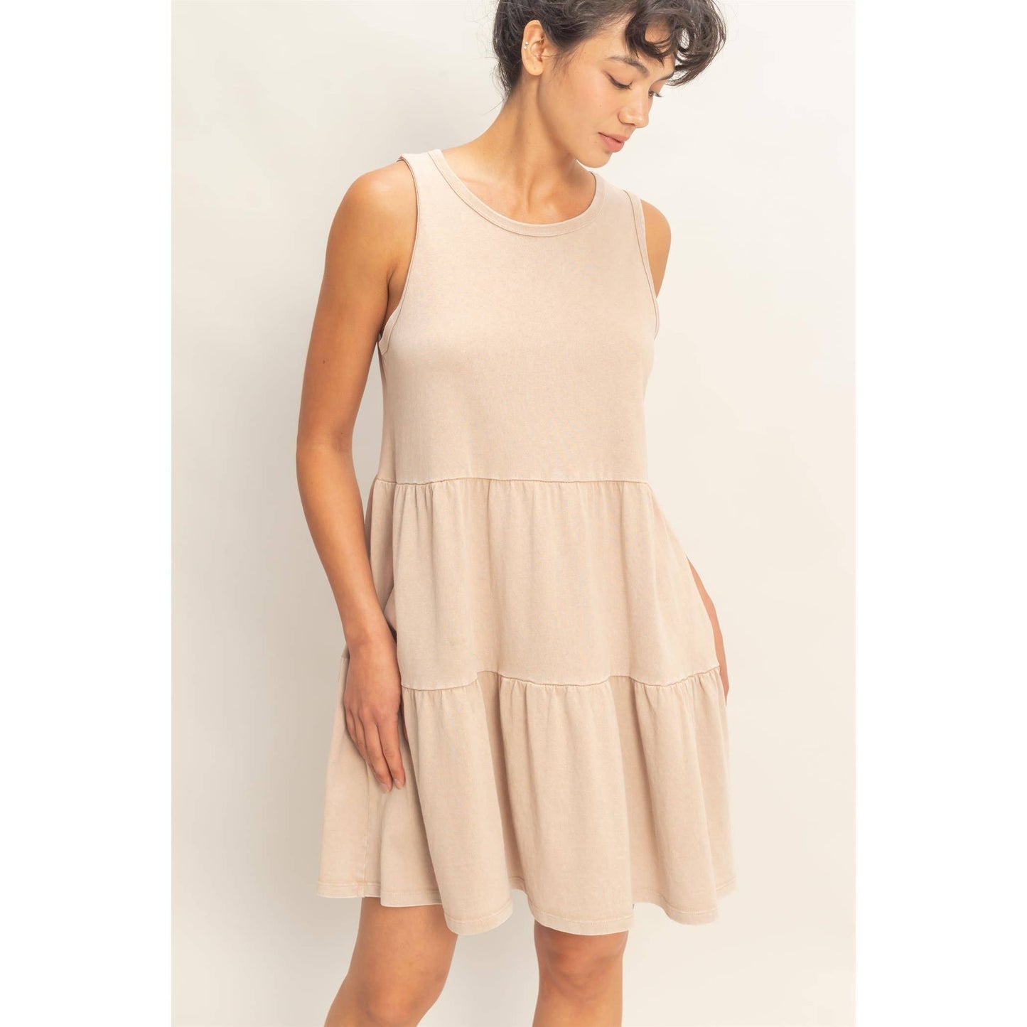 Sleeveless Crewneck Tiered Mini Dress