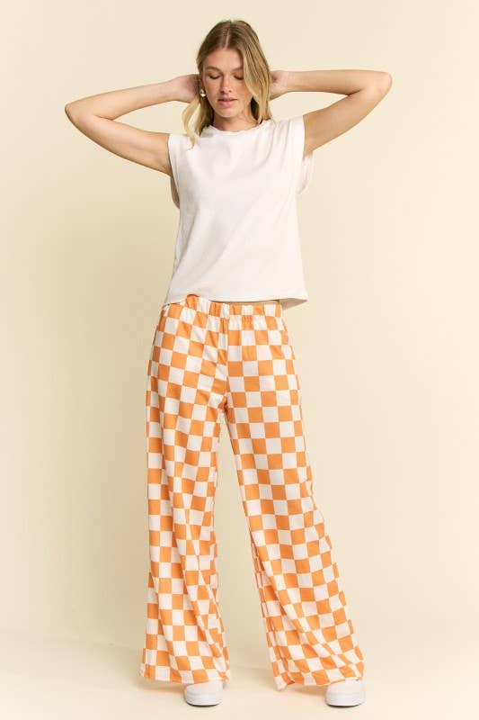 CHECKERED KNIT PANTS