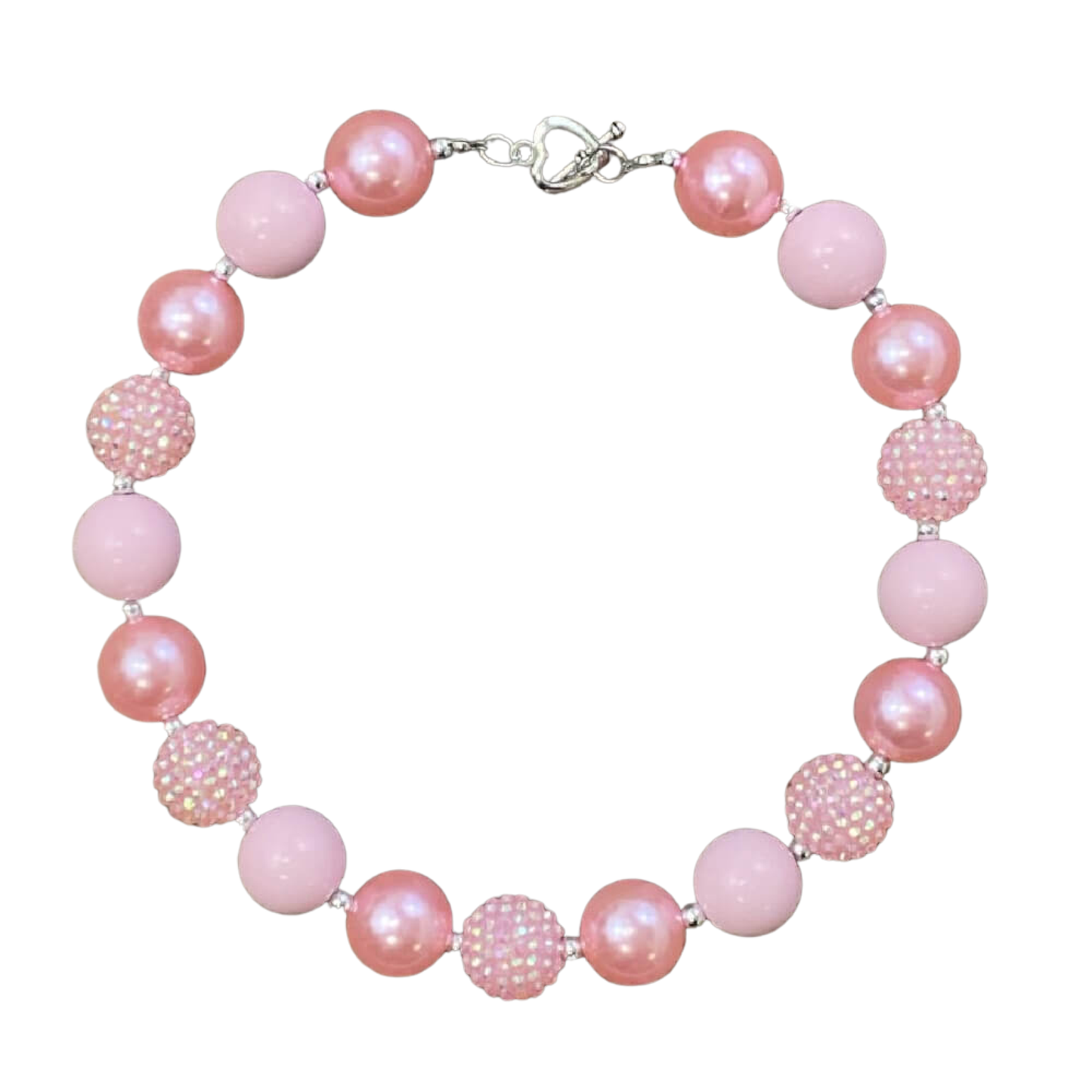 Pink Rhinestone Chunky Bead Necklace