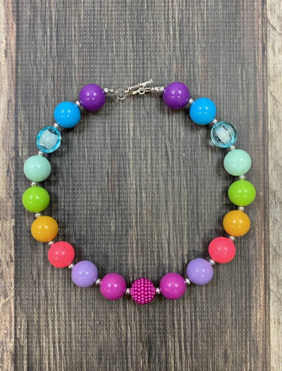 Bright Rainbow Chunky Bead Necklace