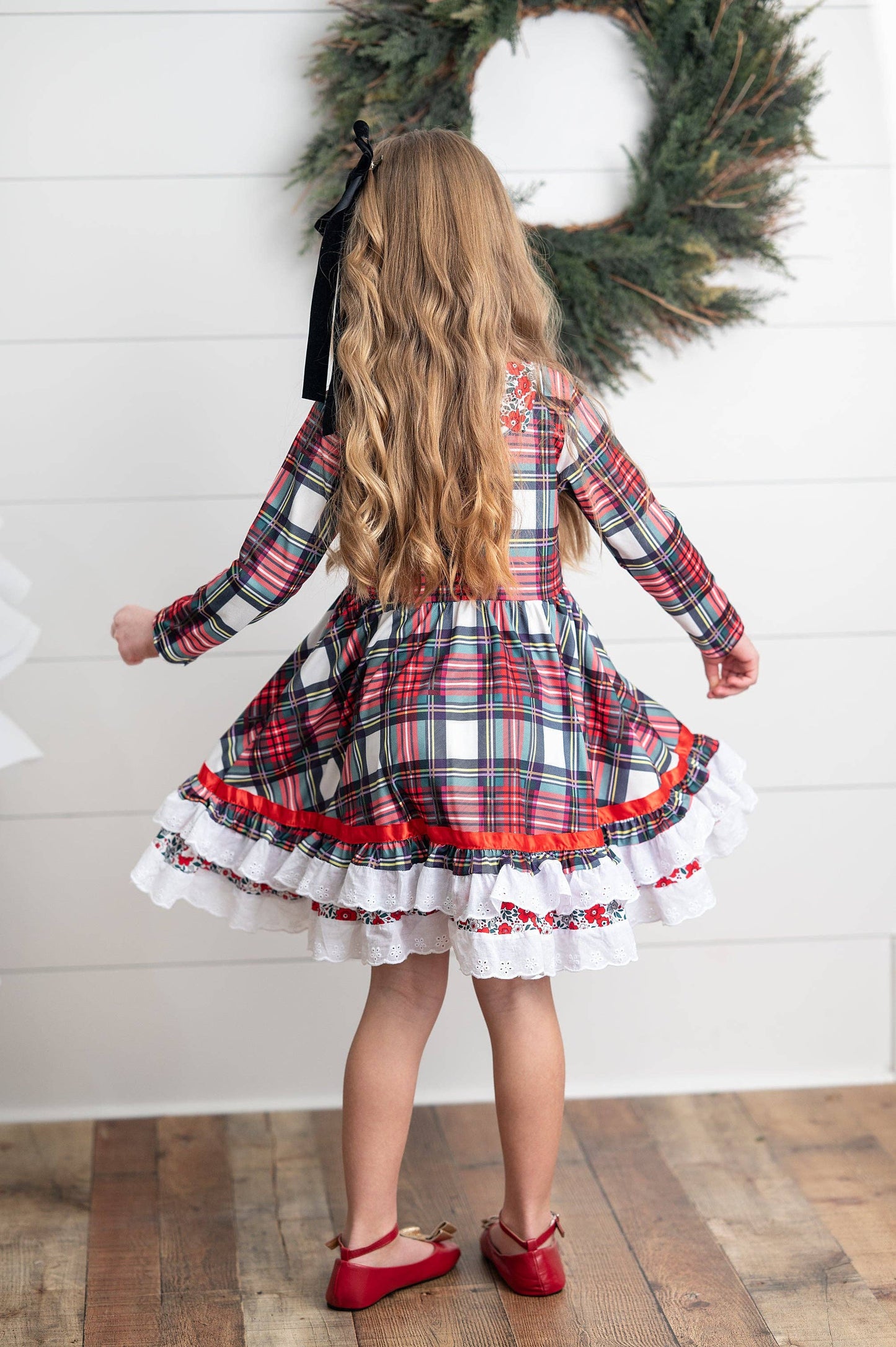 Plaid Lace Ruffle Dress