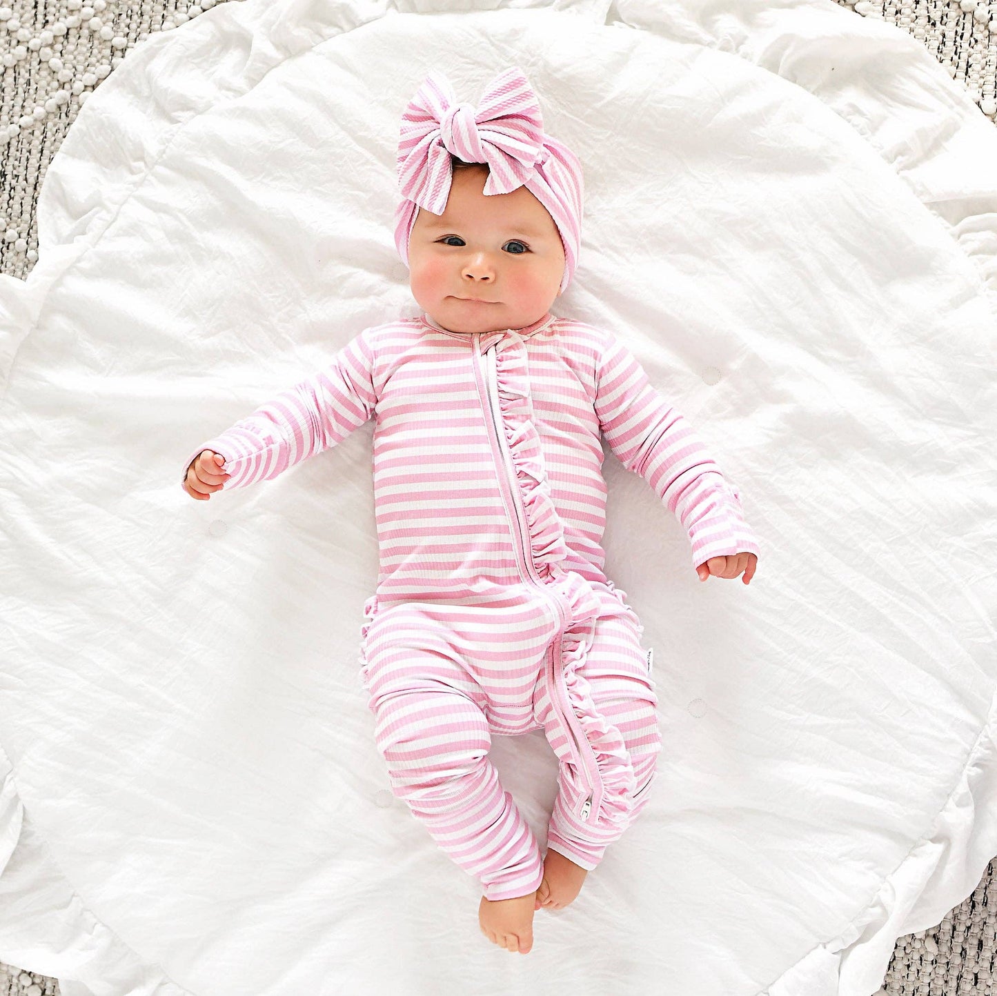 Lana Pink Ribbed RUFFLE ZIP