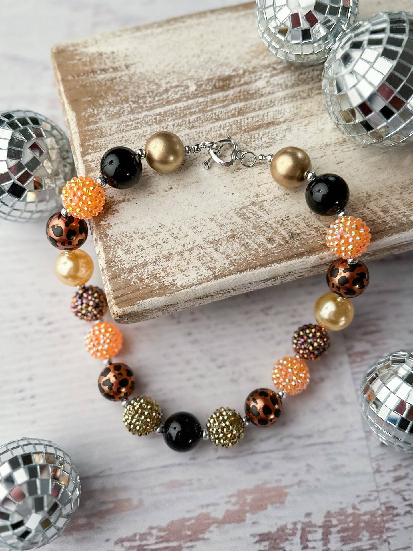 Classy Autumn Rhinestone Chunky Bead Necklace