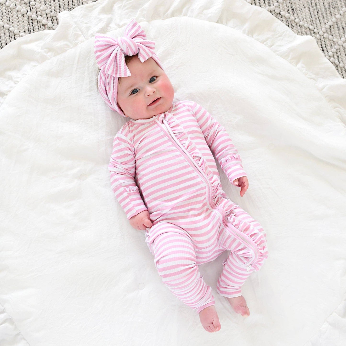 Lana Pink Ribbed RUFFLE ZIP