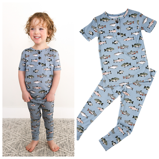 Wade TWO PIECE Fish Bamboo Lounge Set Kids Clothing