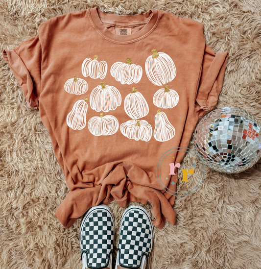 White Pumpkins Fall Graphic T-shirt