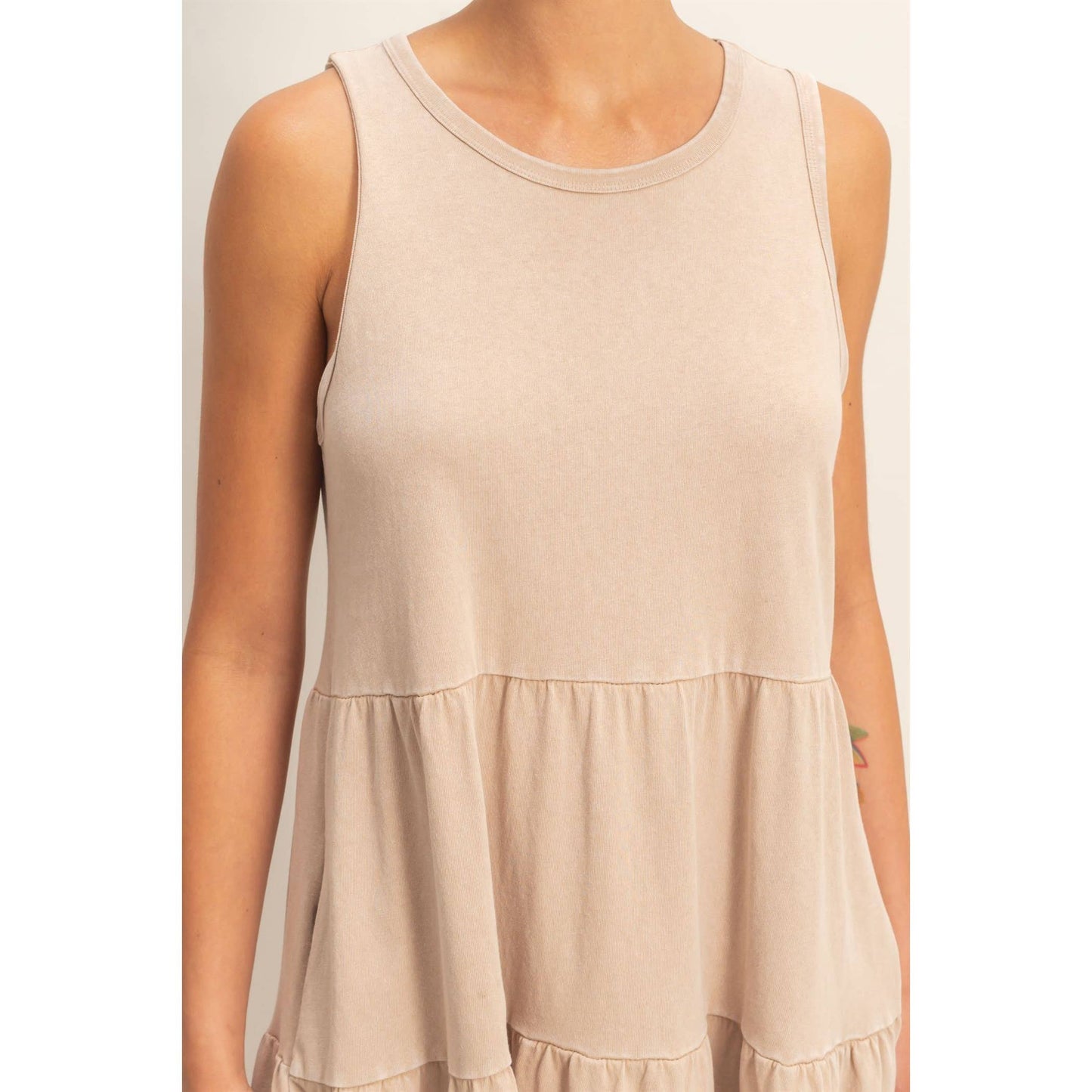 Sleeveless Crewneck Tiered Mini Dress