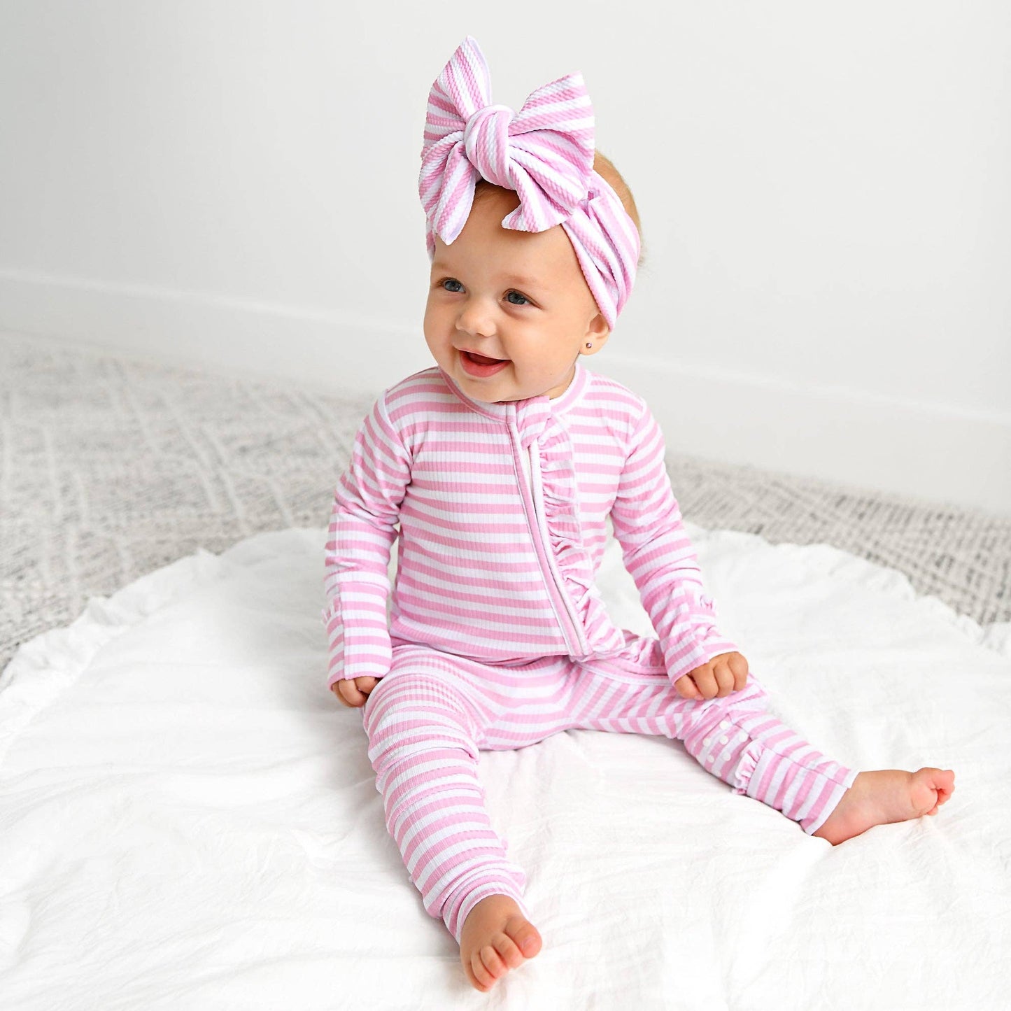 Lana Pink Ribbed RUFFLE ZIP