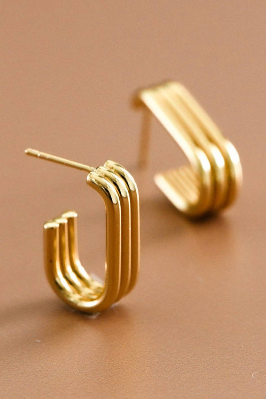 18K Gold Plated Waterproof Stainless Steel Hoop Earrings