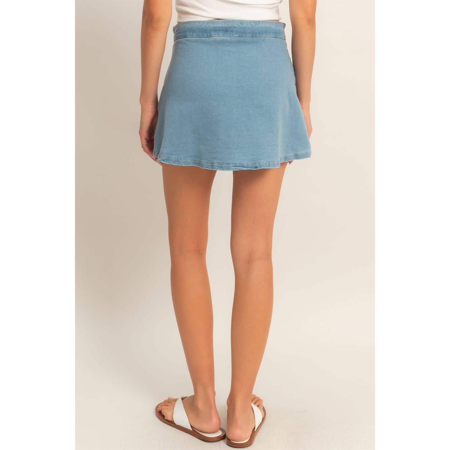Denim Mini Skirt With Slit