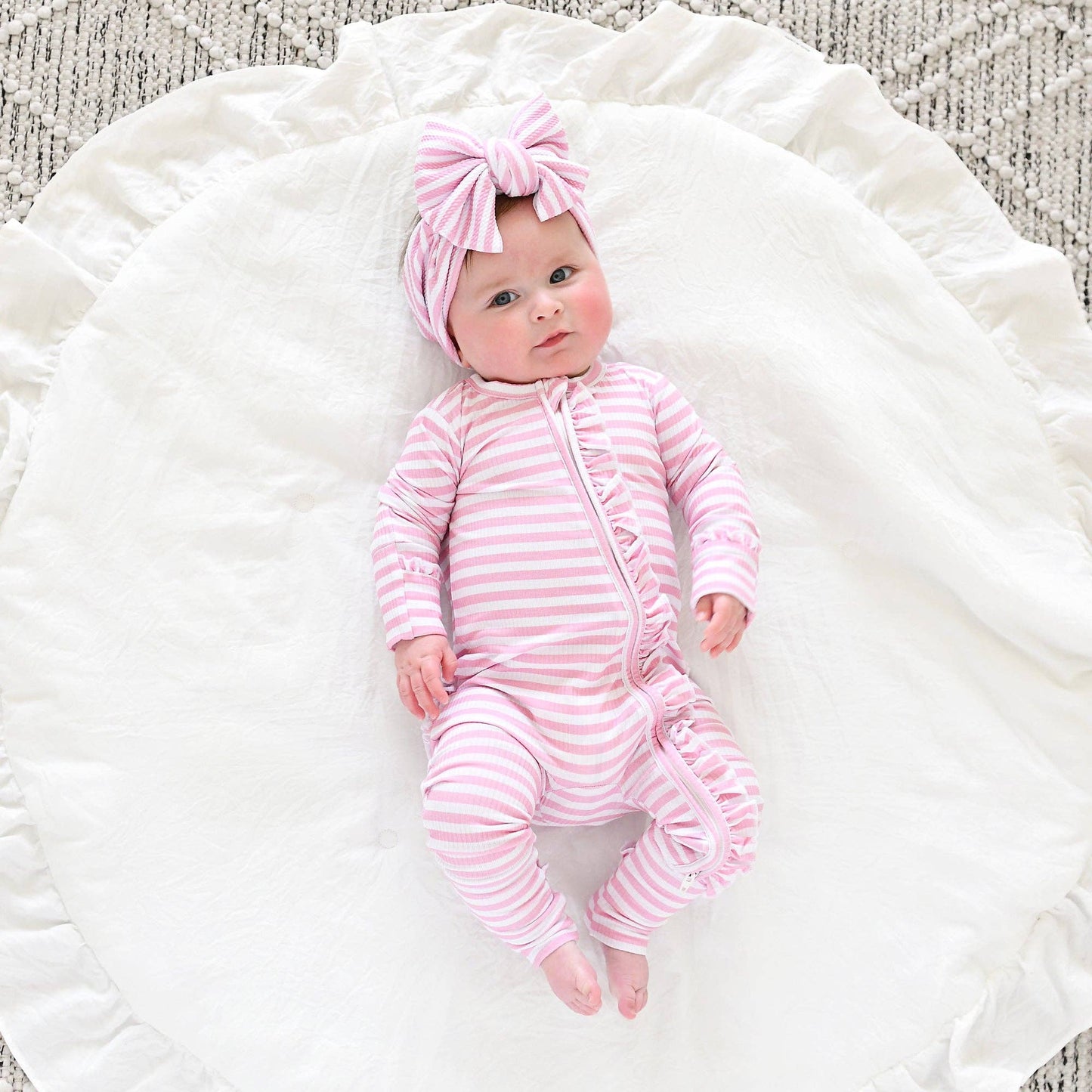 Lana Pink Ribbed RUFFLE ZIP