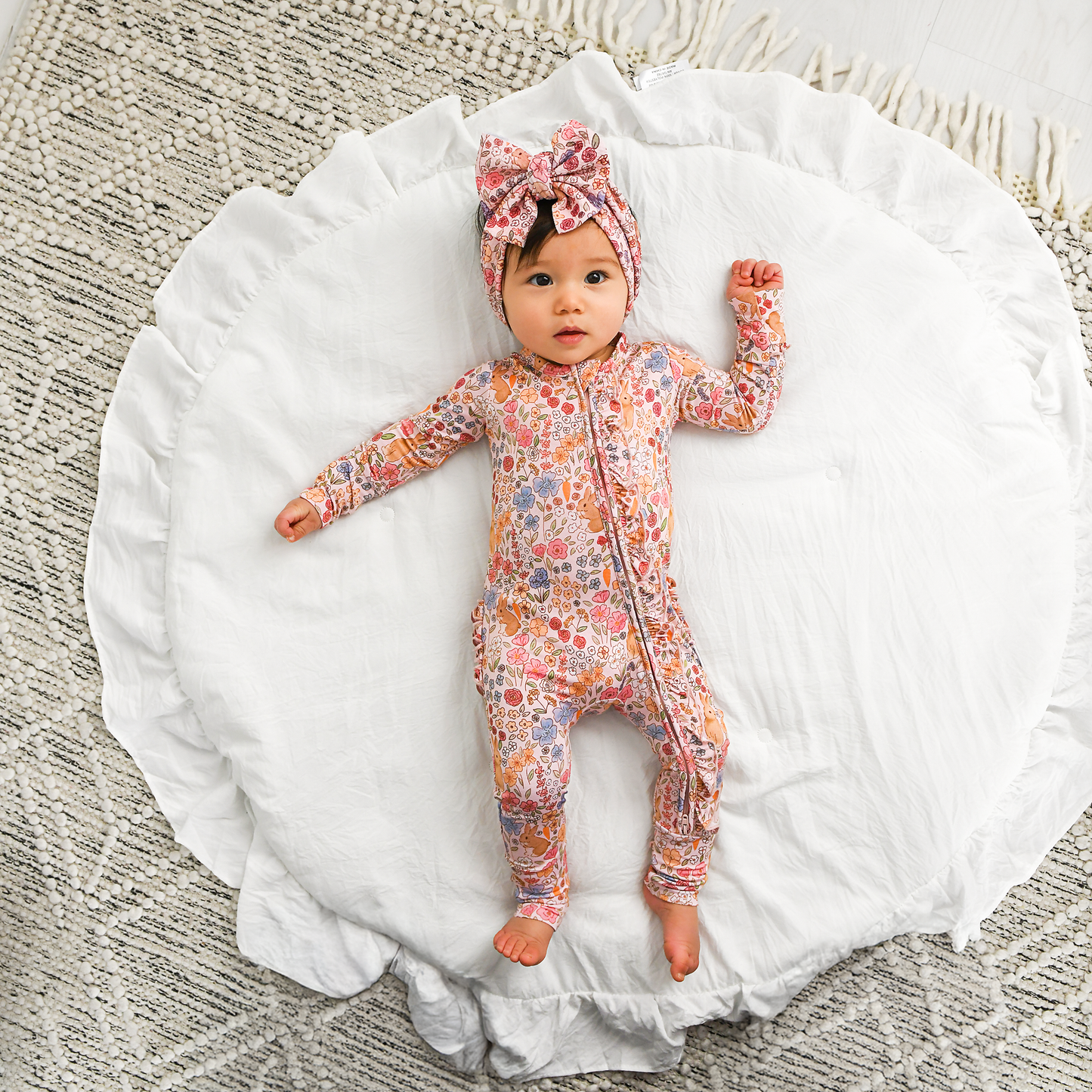 Meadow Floral Bunny Ruffle Zip