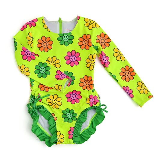 Ashleigh Smiley Face Rash Guard Swimsuit by Gigi & Max