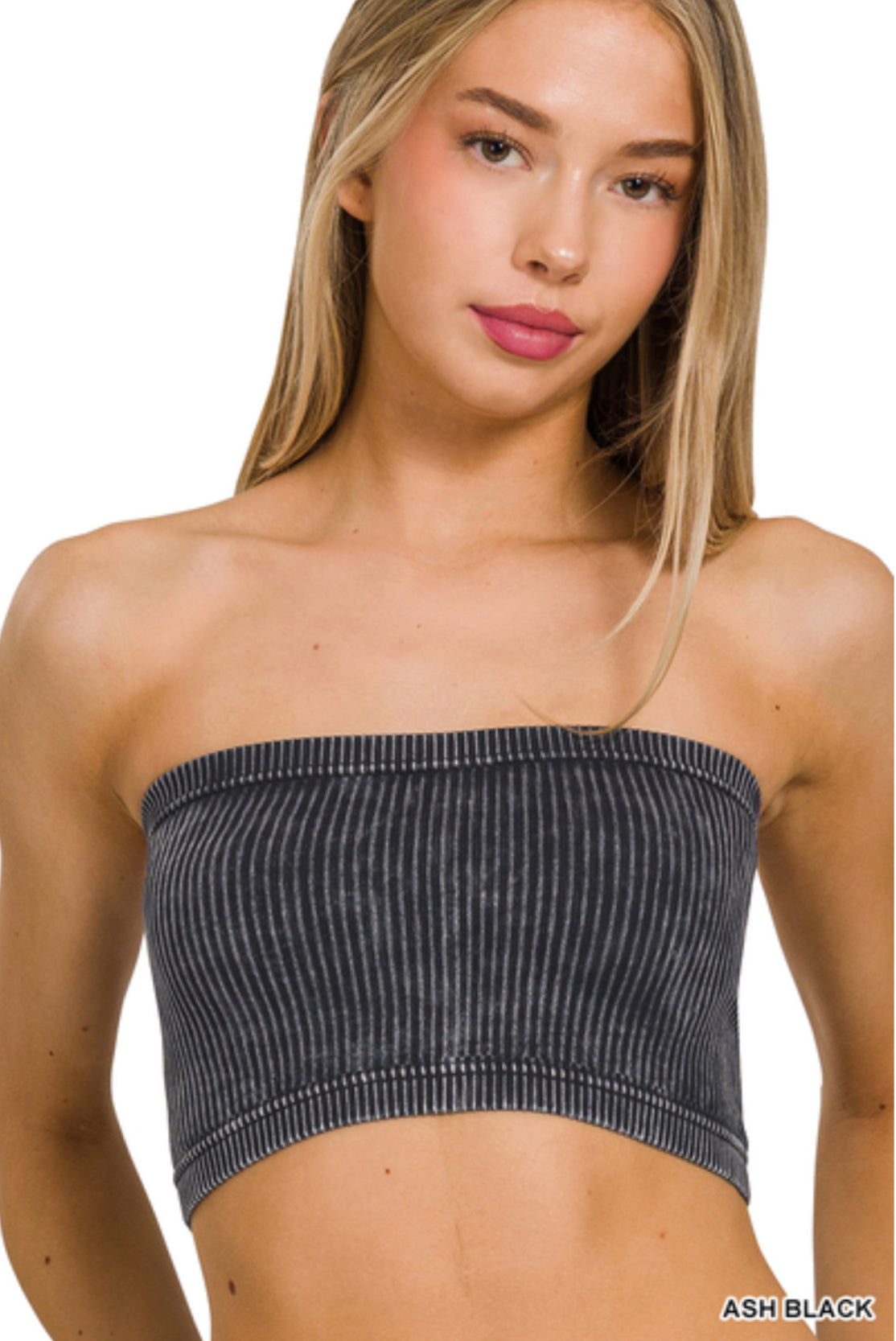 Washed Ribbed Strapless Tank (5 Colors)