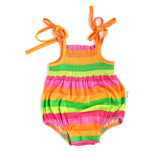 Stephanie Stripe Smocked Bubble Romper by Gigi & Max