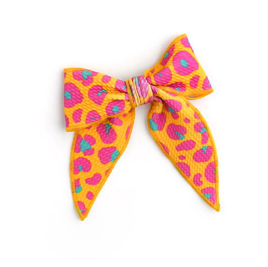 Kelly Leopard Clip Bow