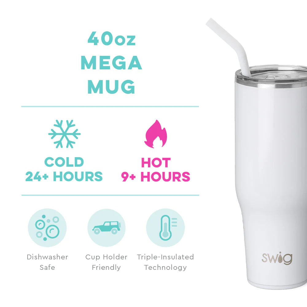 Swig 40oz Mega Mug in Shimmer White