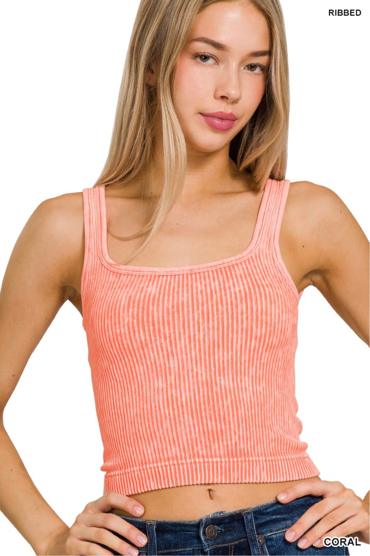 Two Way Ribbed Cropped Tank (7 Colors)