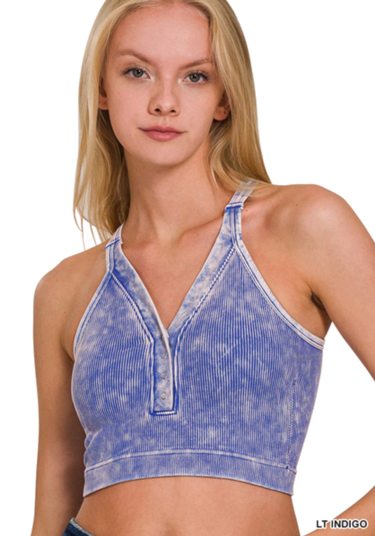 Button V-Neck Ribbed Tank (6 Colors)