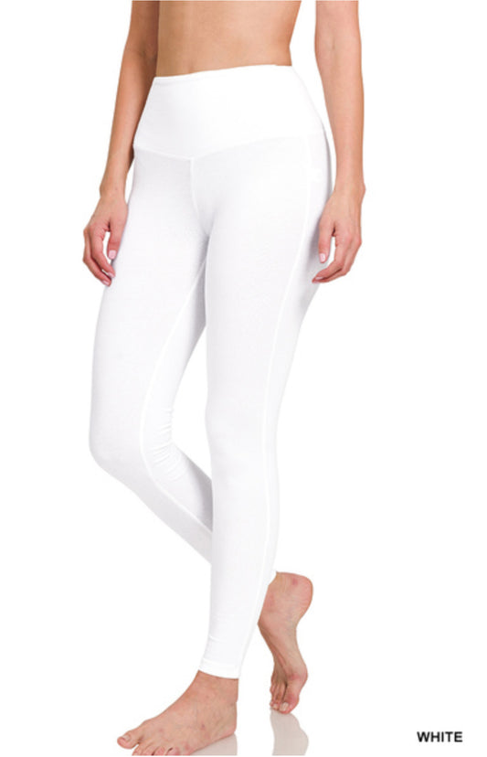 Full Length Cotton Leggings with Wide Waistband