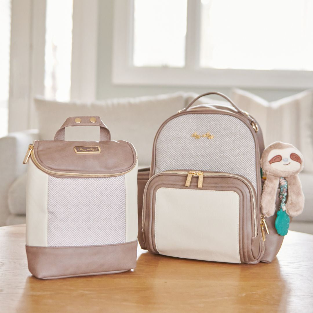 Itzy Ritzy Vanilla Latte Mini Plus Diaper Bag Backpack