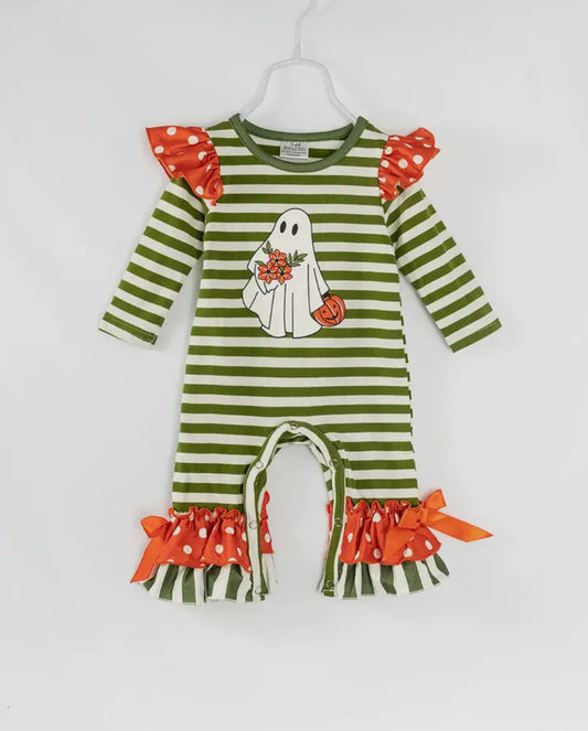 Stripe Ghost Ruffle Romper