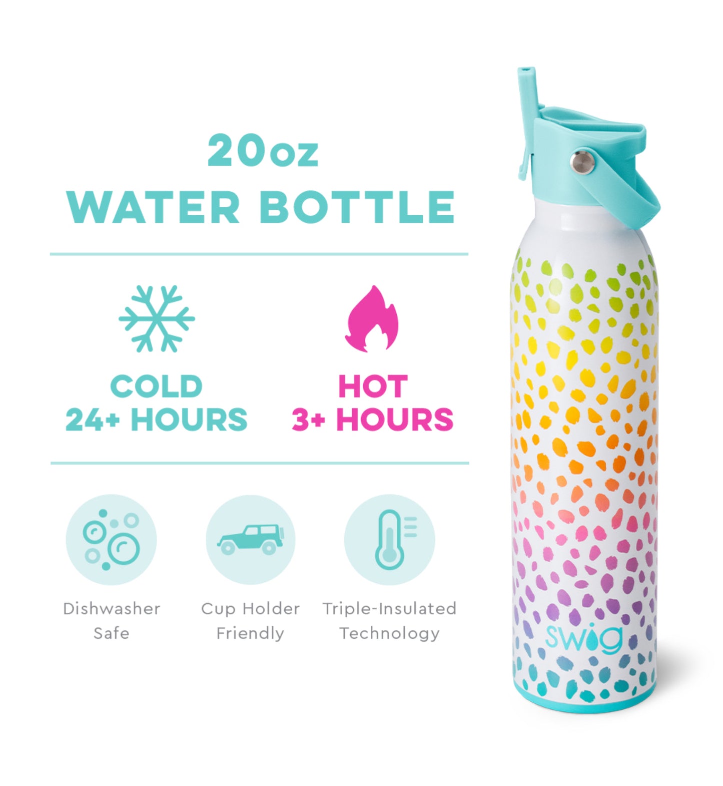 Flip & Sip Water Bottle 20oz in Wild Child