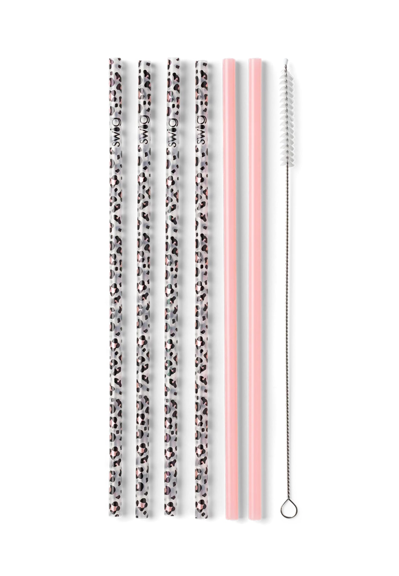 Luxy Leopard & Blush Reusable Straw Set