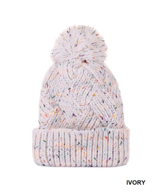 Speckled Pom Pom Beanie