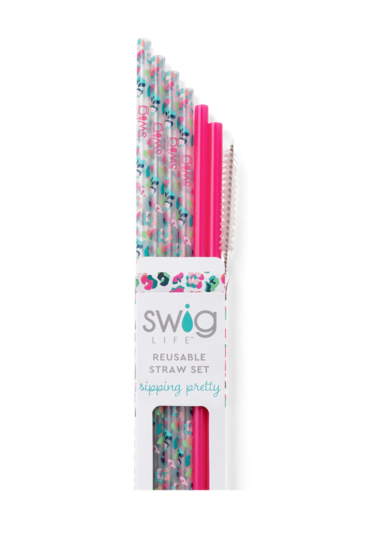 Party Animal & Hot Pink Reusable Straw Set