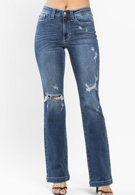 Judy Blue Mid Rise Hand Sand & Destroy Bootcut