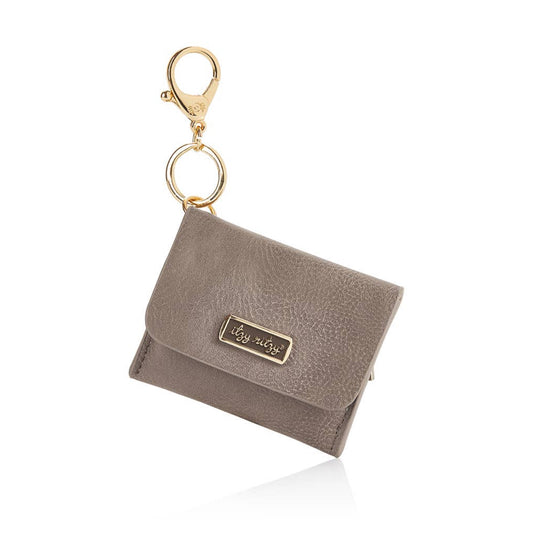 Itzy Ritzy Taupe Itzy Mini Wallet Card Holder & Key Chain Charm