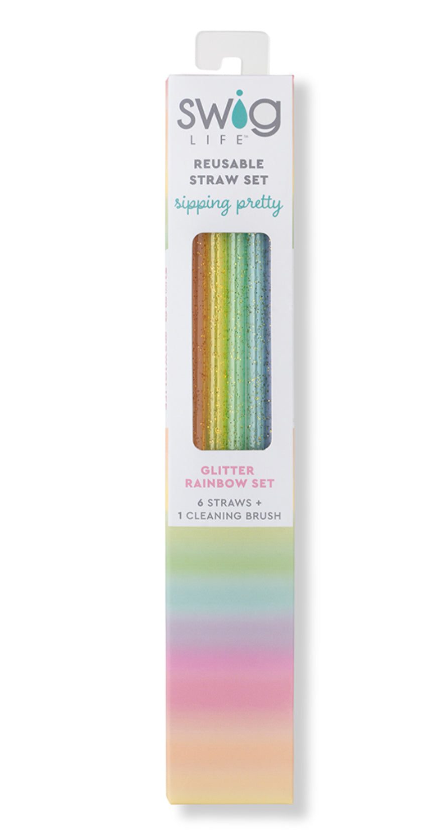 Swig Rainbow Glitter Reusable Straws