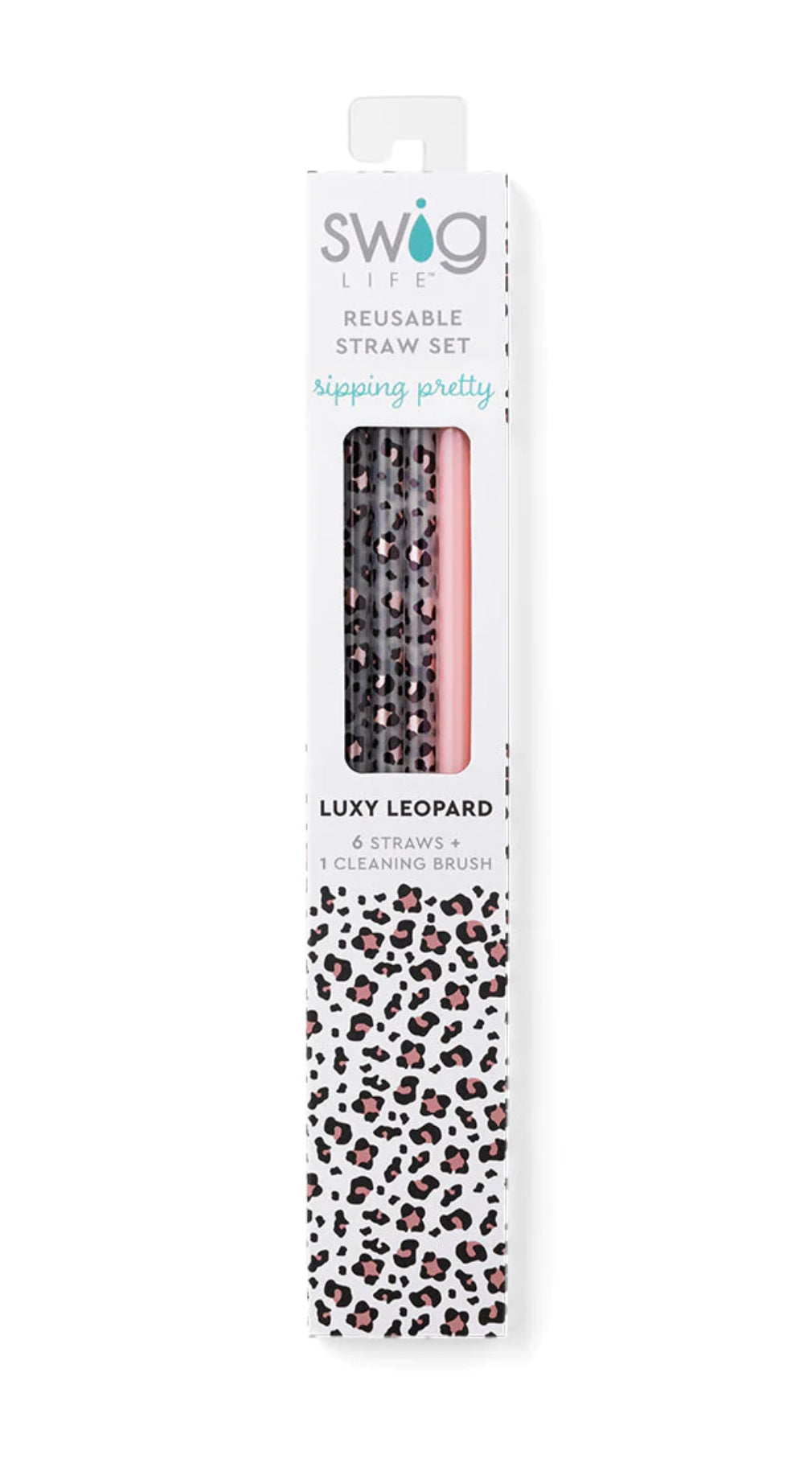 Luxy Leopard & Blush Reusable Straw Set