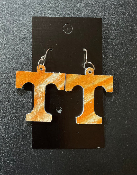 Power T Leather Earrings