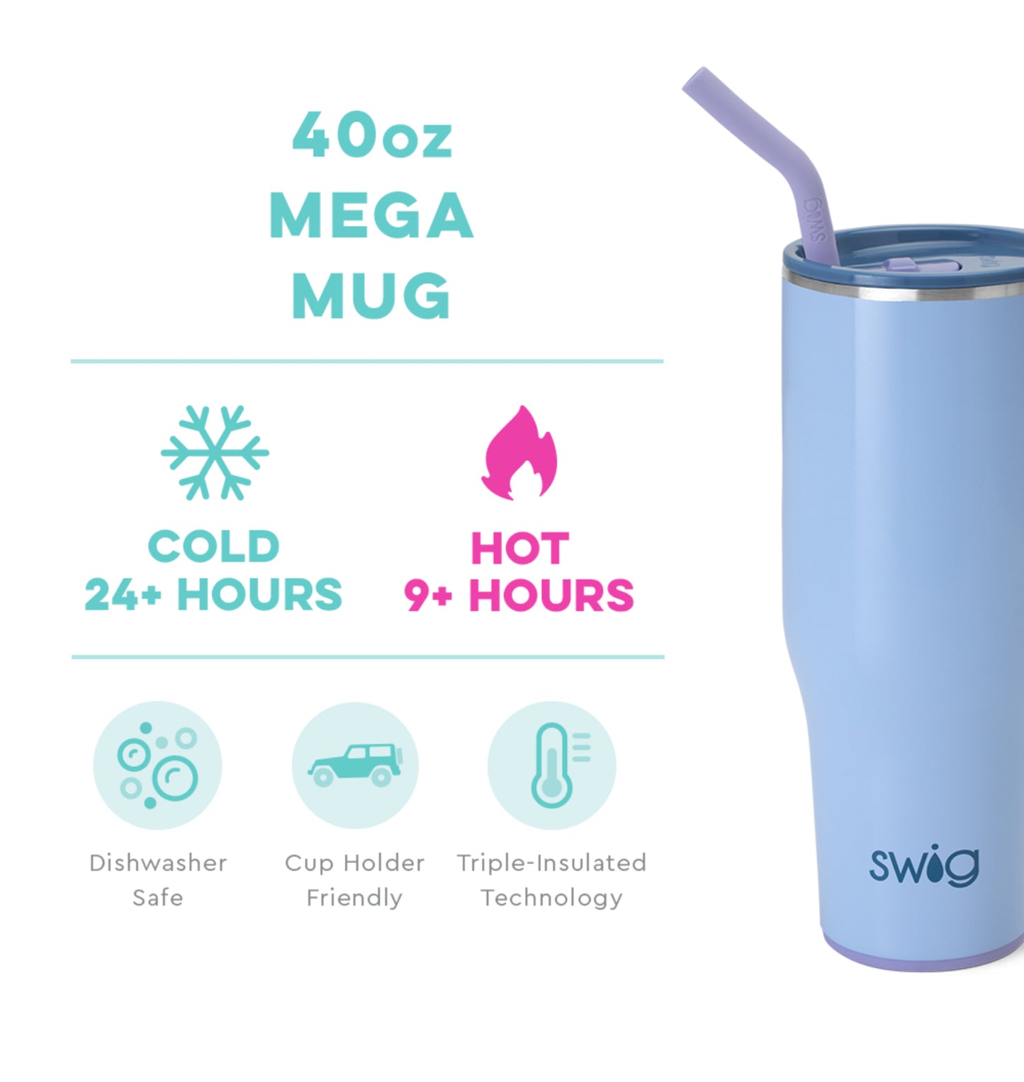 Swig 40oz Mega Mug in Bay Breeze