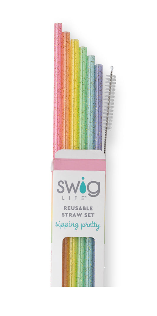 Swig Rainbow Glitter Reusable Straws