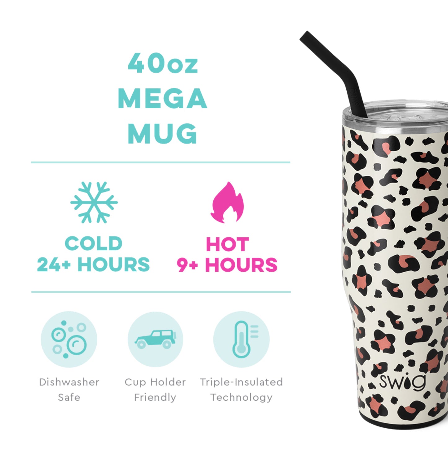 Swig 40oz Mega Mug in Luxy Leopard