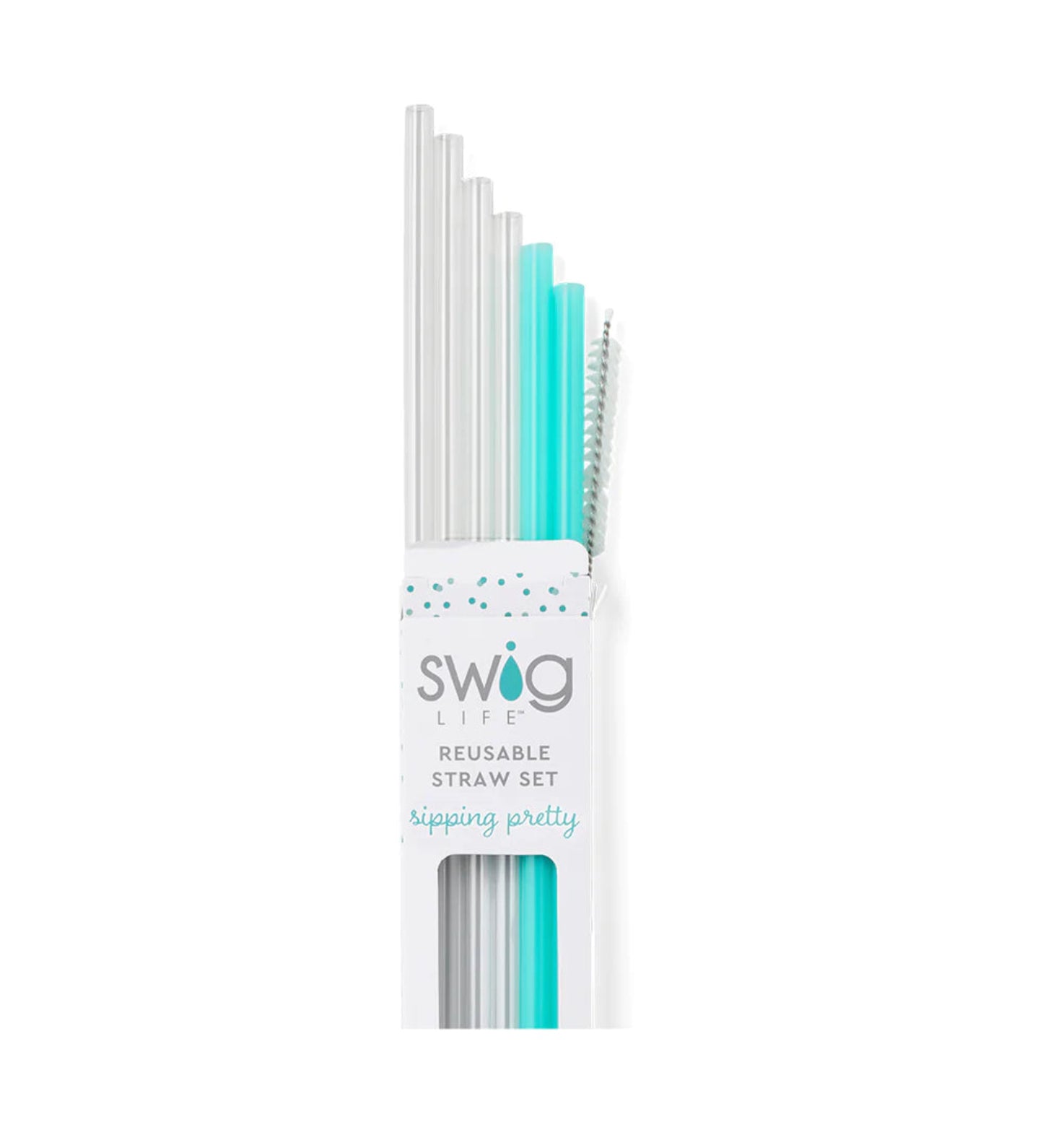 Swig Clear & Aqua Reusable Straw Set