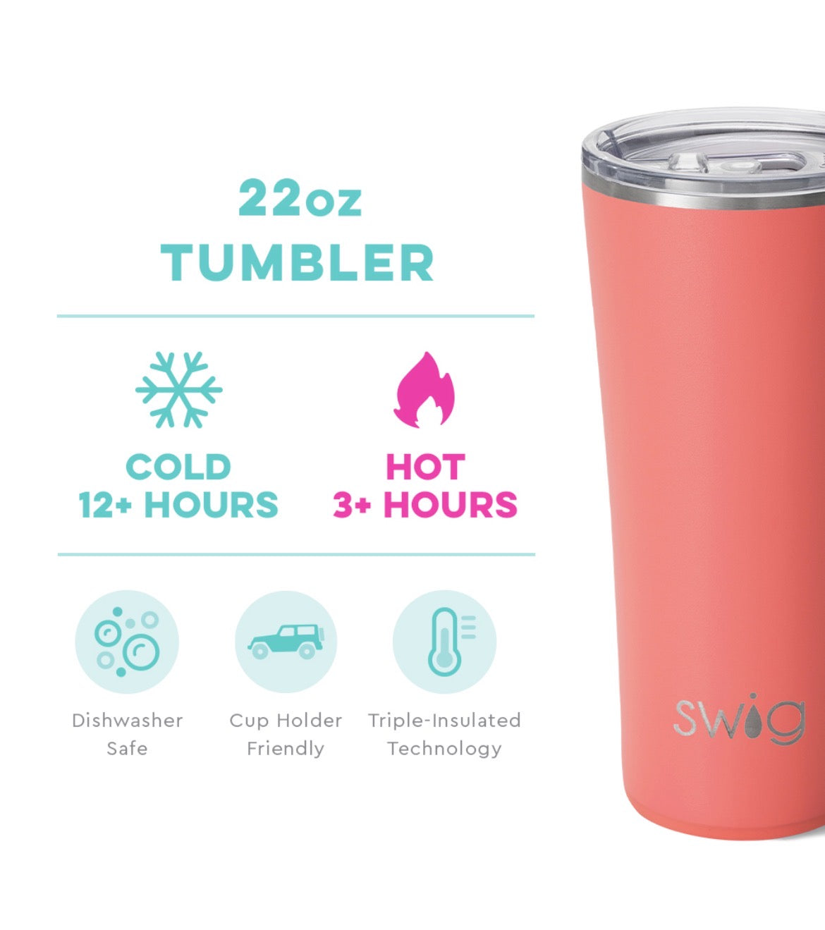 Swig Coral Tumbler 22oz