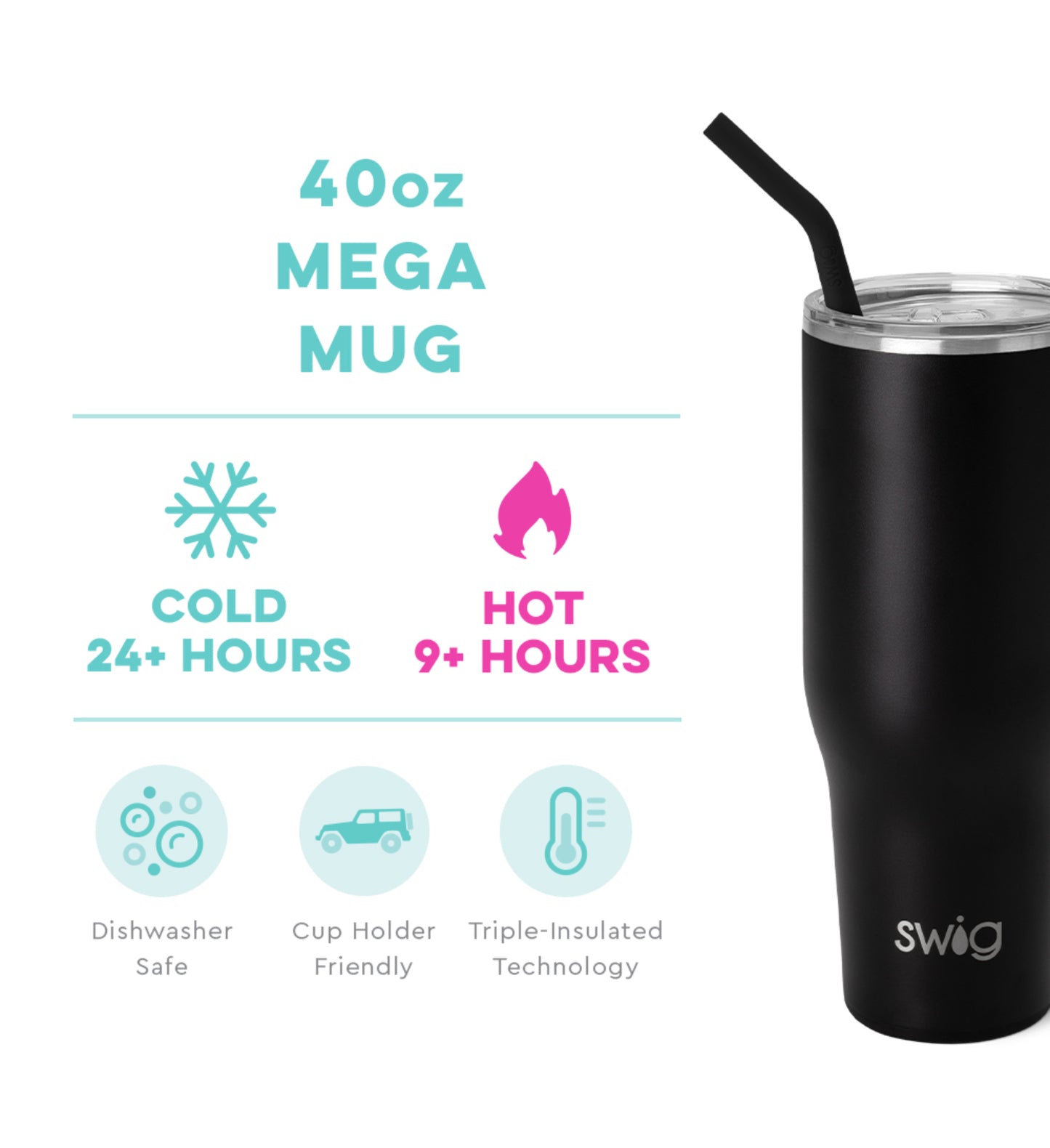 Swig 40oz Mega Mug in Black