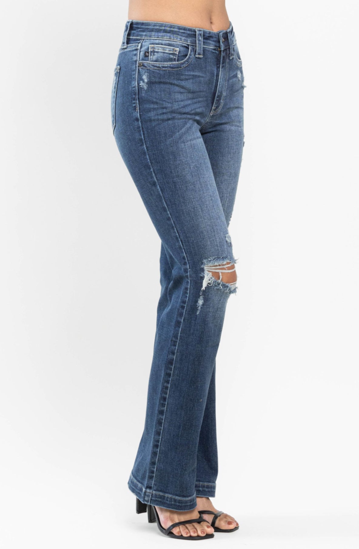 Judy Blue Mid Rise Hand Sand & Destroy Bootcut